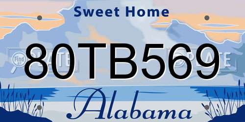 80TB569 Alabama License Plate