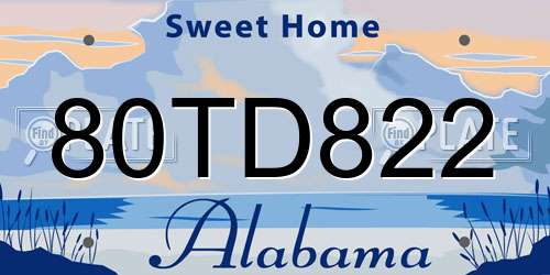 80TD822 Alabama License Plate