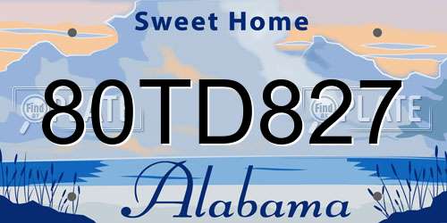 80TD827 Alabama License Plate