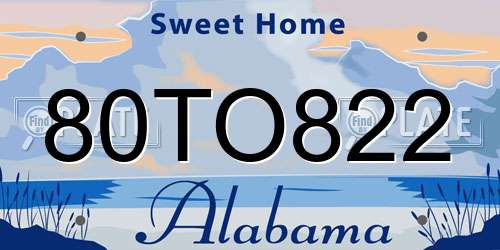 80TO822 Alabama License Plate