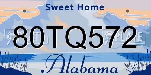 80TQ572 Alabama License Plate