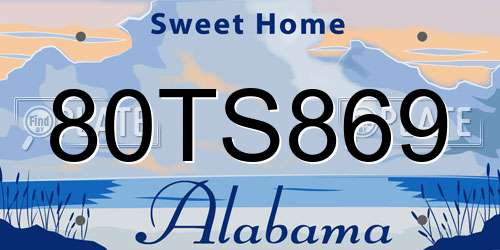 80TS869 Alabama License Plate