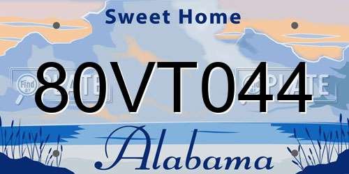 80VT044 Alabama License Plate