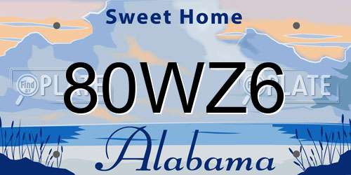 80WZ6 Alabama License Plate