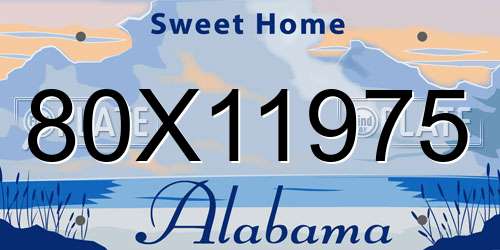 80X11975 Alabama License Plate