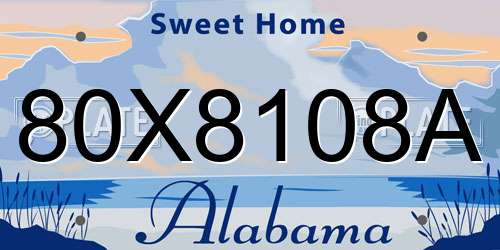 80X8108A Alabama License Plate