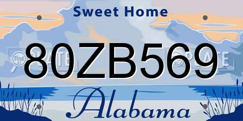 80ZB569 Alabama License Plate