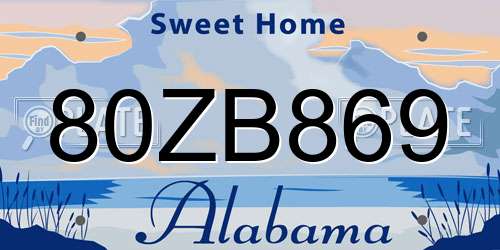 80ZB869 Alabama License Plate
