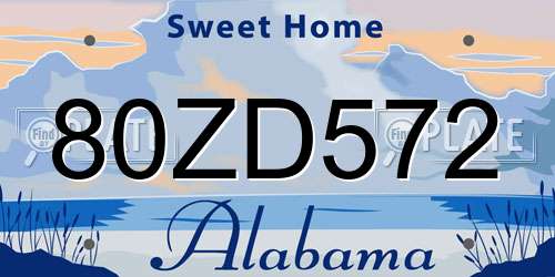 80ZD572 Alabama License Plate