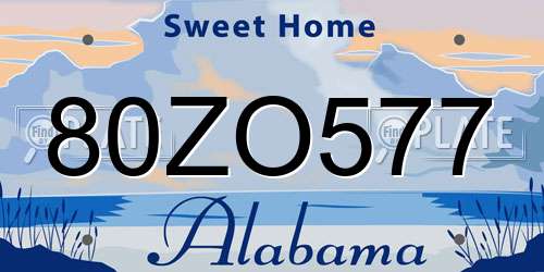 80ZO577 Alabama License Plate