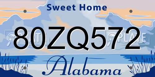80ZQ572 Alabama License Plate