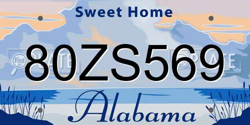 80ZS569 Alabama License Plate