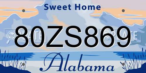 80ZS869 Alabama License Plate