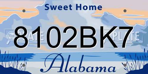 8102BK7 Alabama License Plate