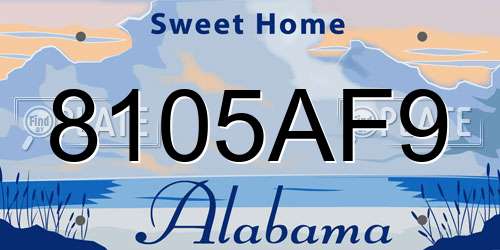 8105AF9 Alabama License Plate