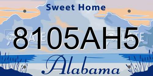 8105AH5 Alabama License Plate