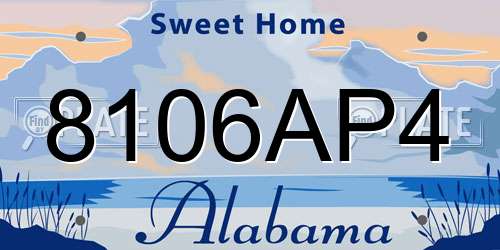 8106AP4 Alabama License Plate