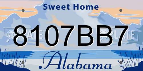 8107BB7 Alabama License Plate
