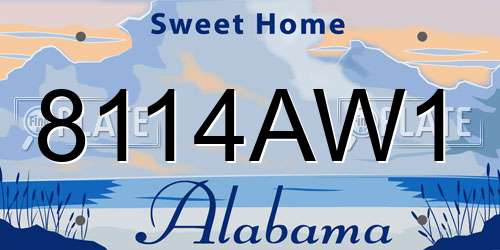 8114AW1 Alabama License Plate