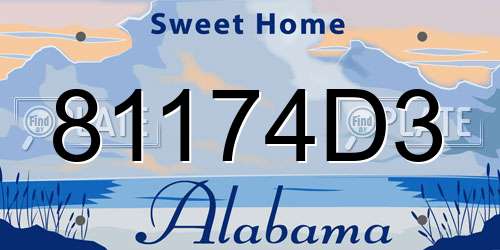 81174D3 Alabama License Plate