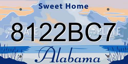8122BC7 Alabama License Plate
