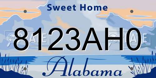 8123AH0 Alabama License Plate