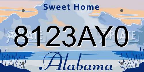 8123AY0 Alabama License Plate