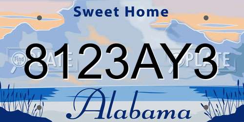 8123AY3 Alabama License Plate