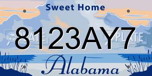 8123AY7 Alabama License Plate