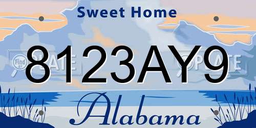 8123AY9 Alabama License Plate