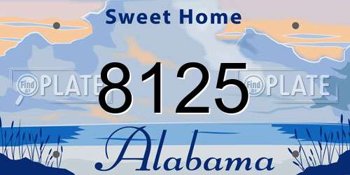 8125 Alabama License Plate