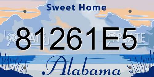 81261E5 Alabama License Plate