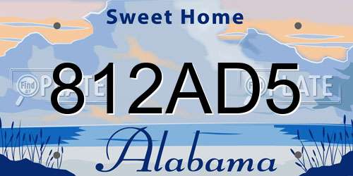 812AD5 Alabama License Plate