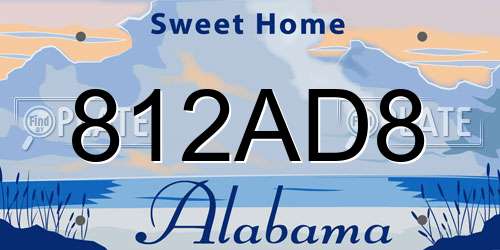 812AD8 Alabama License Plate