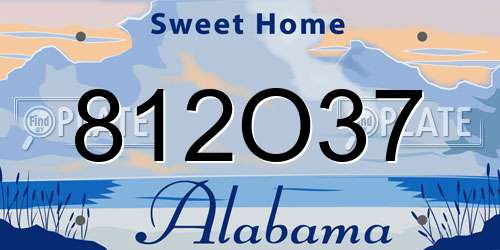 812O37 Alabama License Plate