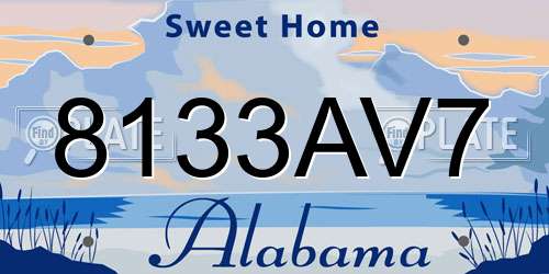 8133AV7 Alabama License Plate