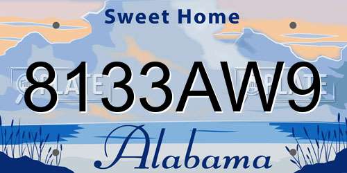 8133AW9 Alabama License Plate