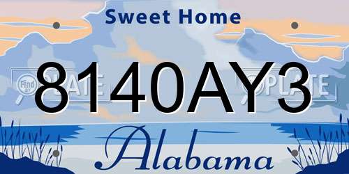 8140AY3 Alabama License Plate