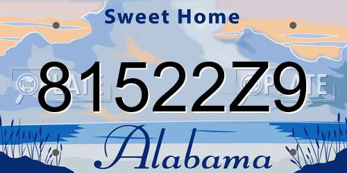 81522Z9 Alabama License Plate