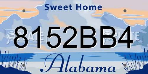 8152BB4 Alabama License Plate