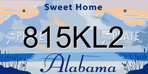 815KL2 Alabama License Plate
