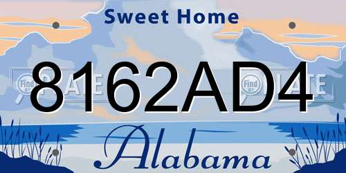 8162AD4 Alabama License Plate