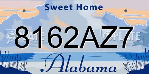 8162AZ7 Alabama License Plate
