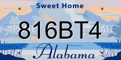 816BT4 Alabama License Plate