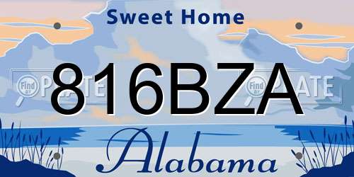 816BZA Alabama License Plate