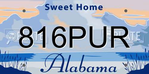 816PUR Alabama License Plate