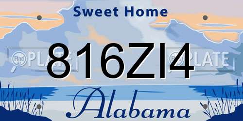 816ZI4 Alabama License Plate