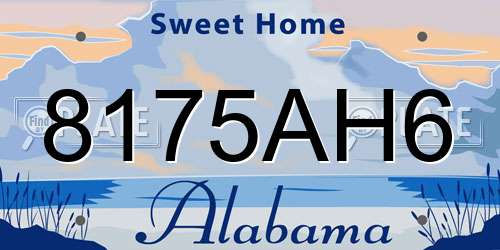 8175AH6 Alabama License Plate