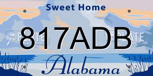 817ADB Alabama License Plate