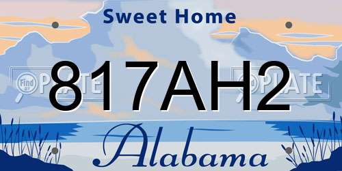 817AH2 Alabama License Plate